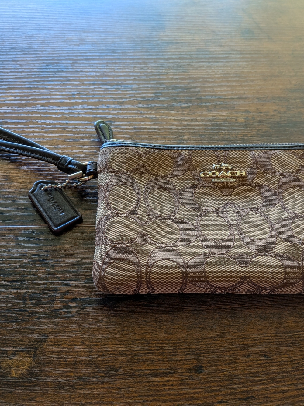 COACH Signature Wristlet - Brown